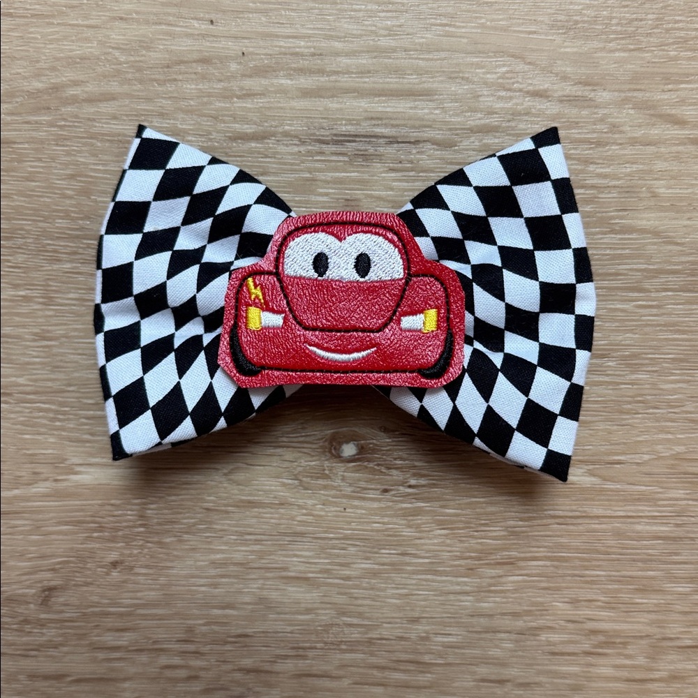 Checkered Bow with Red Car Patch